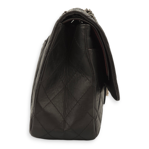 Reissue 227 Black Crossbody Bag in Distressed leather, Ruthenium hardware