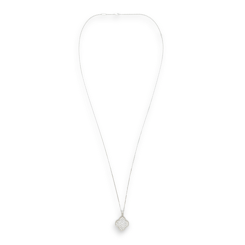 Magic Alhambra Long Diamond Necklace in White Gold