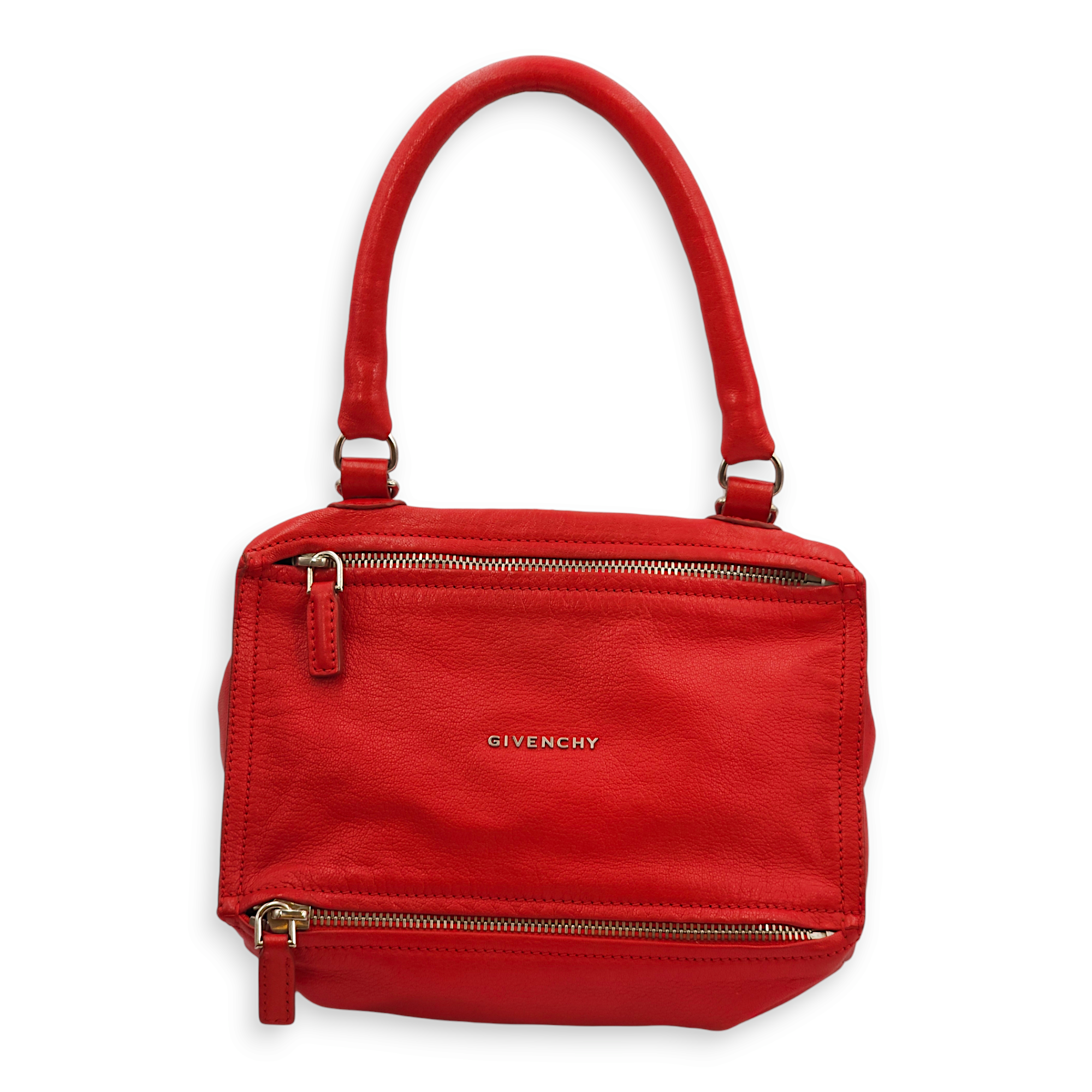 Pandora Red Crossbody Bag in Chevre Leather, Palladium hardware