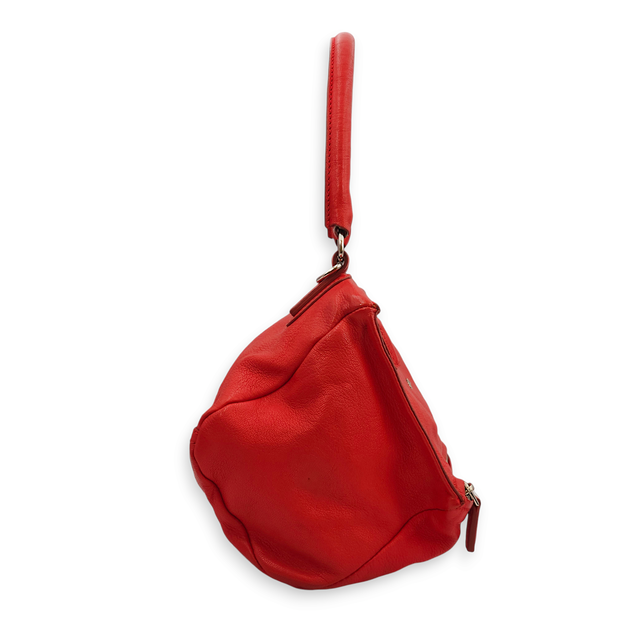 Pandora Red Crossbody Bag in Chevre Leather, Palladium hardware