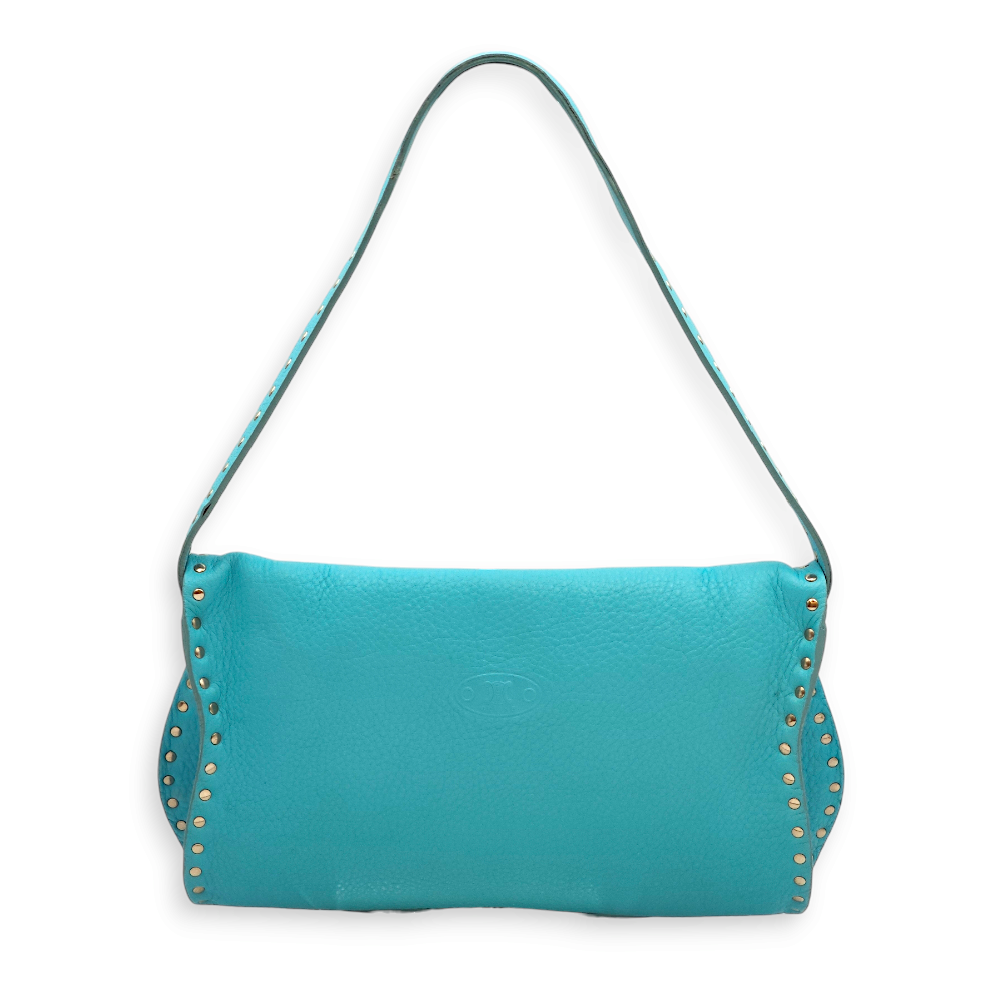 Poulbot Sky Blue Shoulder Bag in Calfskin, Palladium hardware