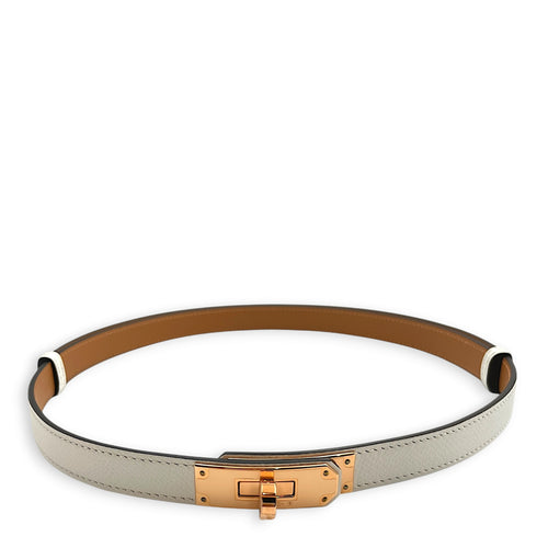 Kelly 18 Blanc Belt in Epsom, Rose Gold hardware