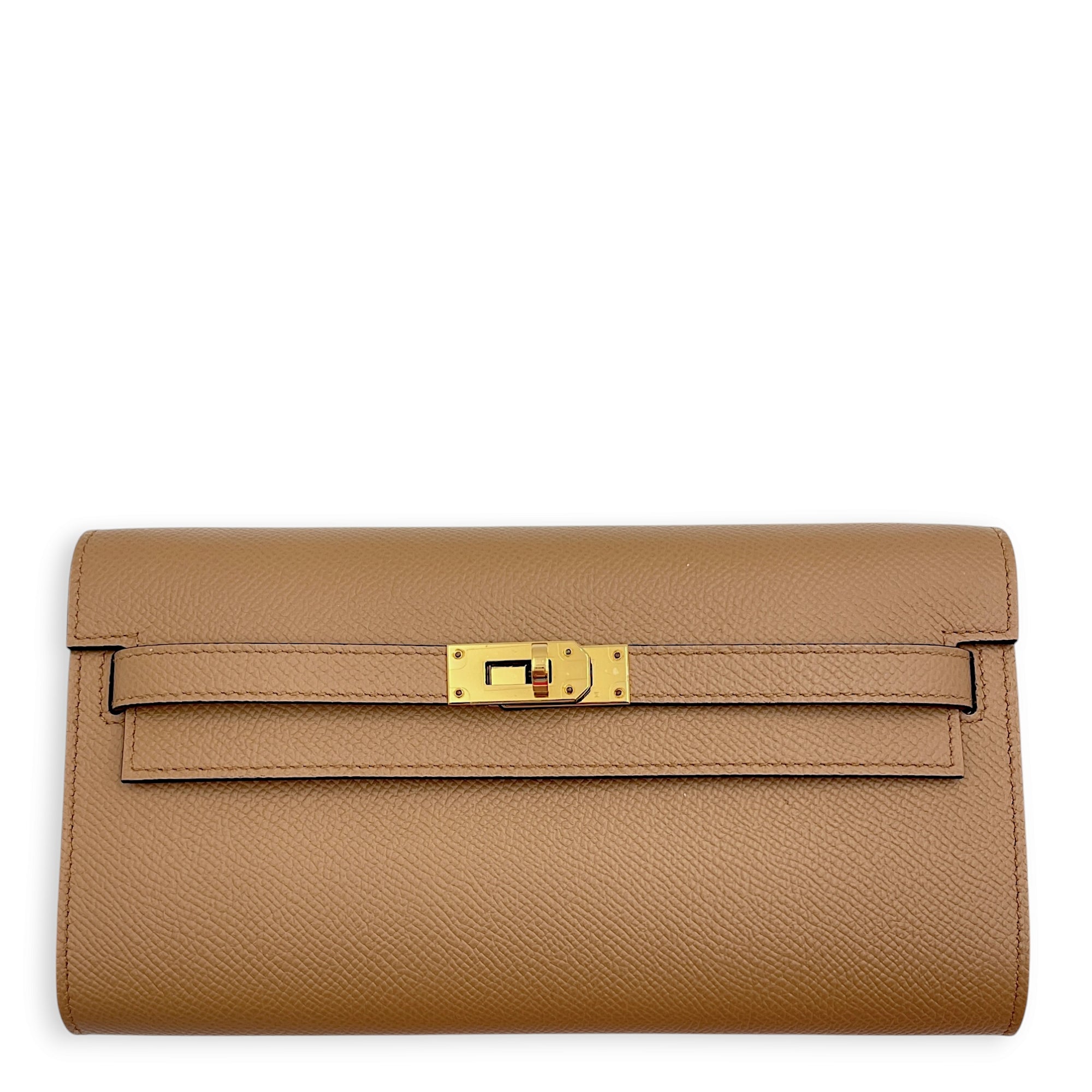 Kelly To Go Wallet Chai Mauve Sylvestre Wallet in Epsom, Gold hardware