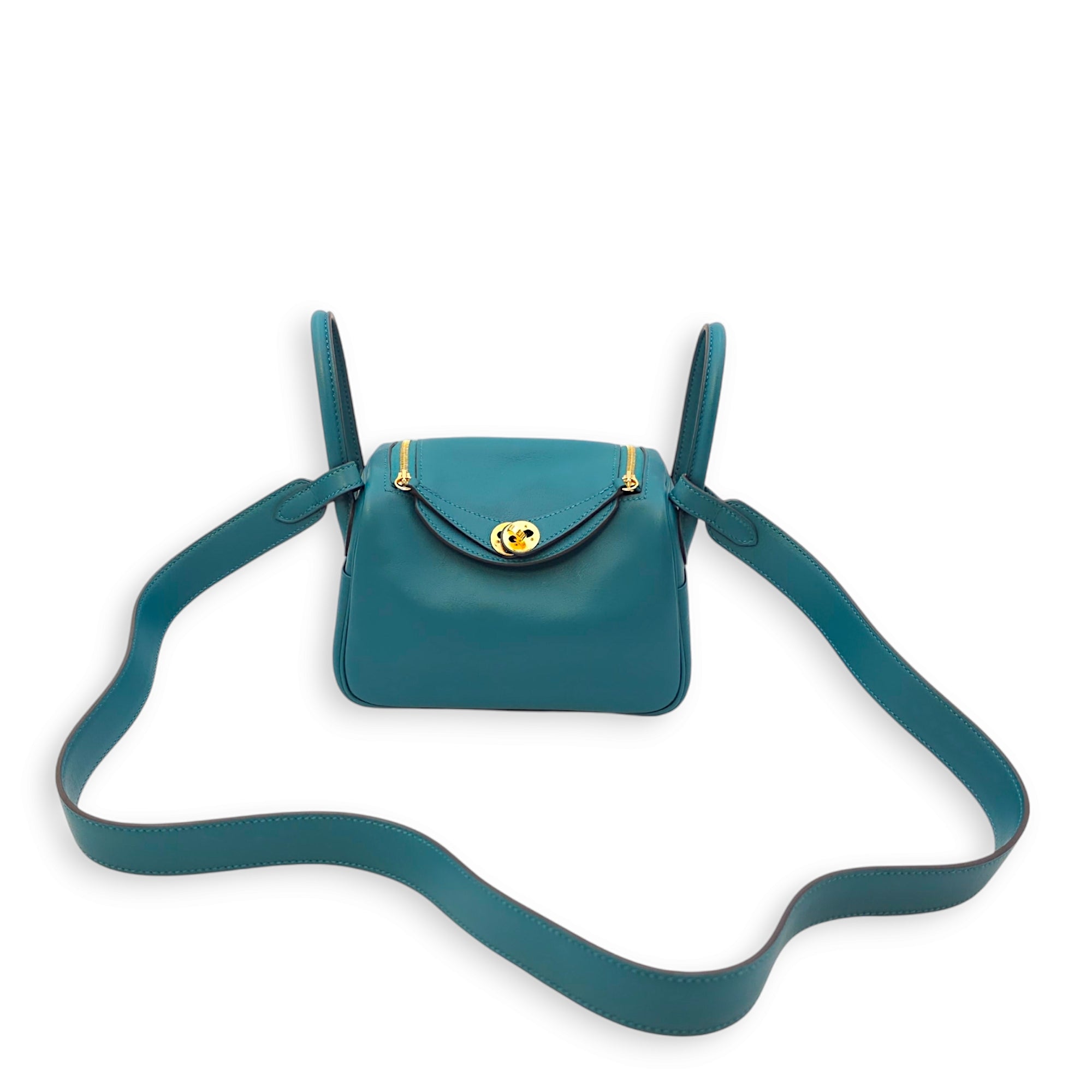Lindy Mini Vert Bosphore in Swift Gold hardware