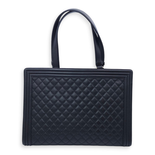 Quilted Boy Shopping Tote 36x26x14cm Black Shoulder Bag in Lambskin, Gold hardware