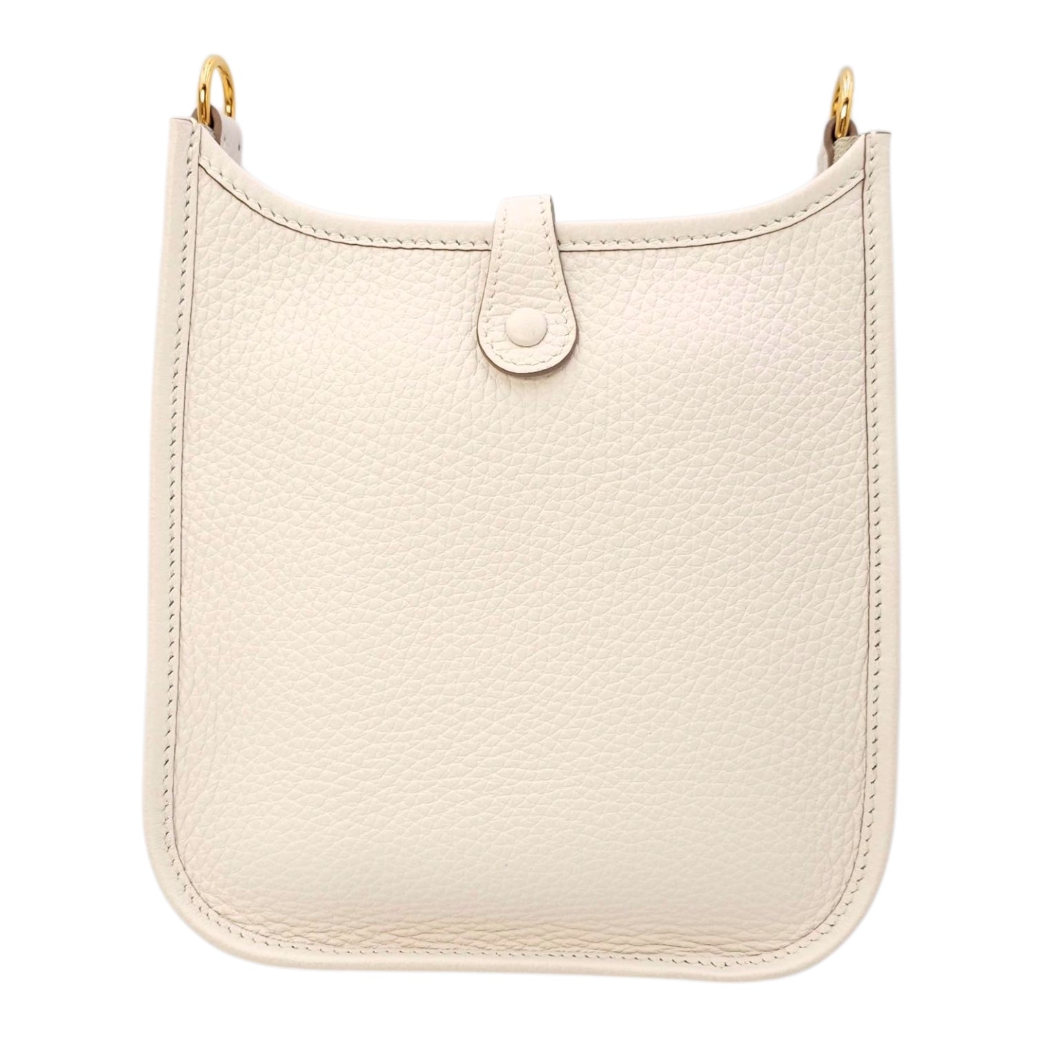 Evelyne (Short Strap) Mini Gris Pale in Clemence, Gold hardware
