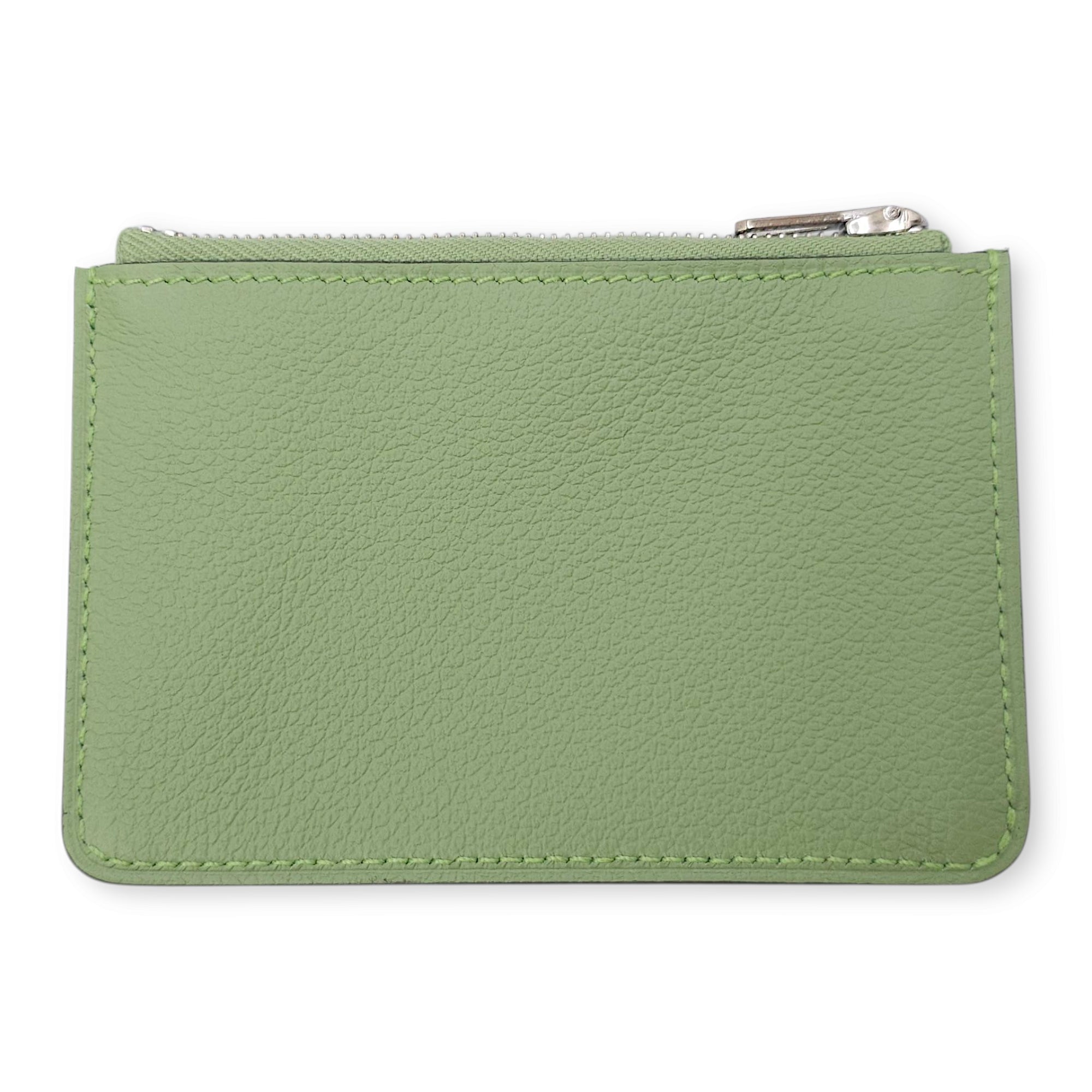 Constance Slim Vert Criquet Wallet in Evercolor, Palladium hardware