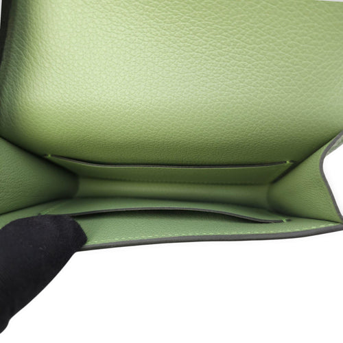Constance Slim Vert Criquet Wallet in Evercolor, Palladium hardware
