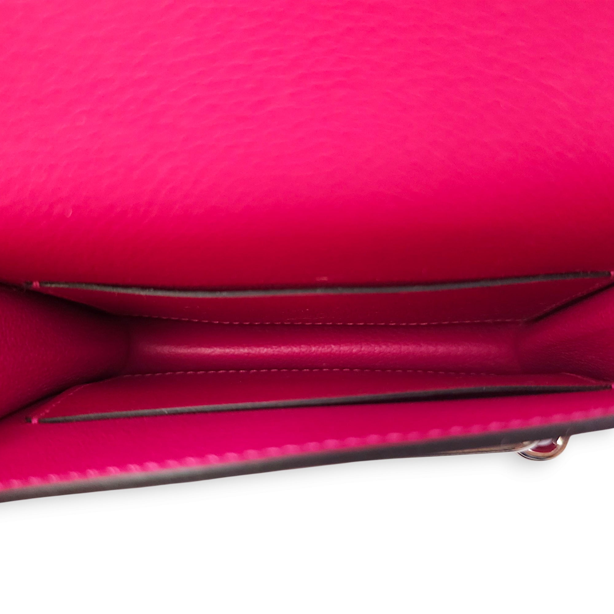Roulis Slim Verso Rose Mexico/Rouge Sellier Wallet in Evercolor, Palladium hardware