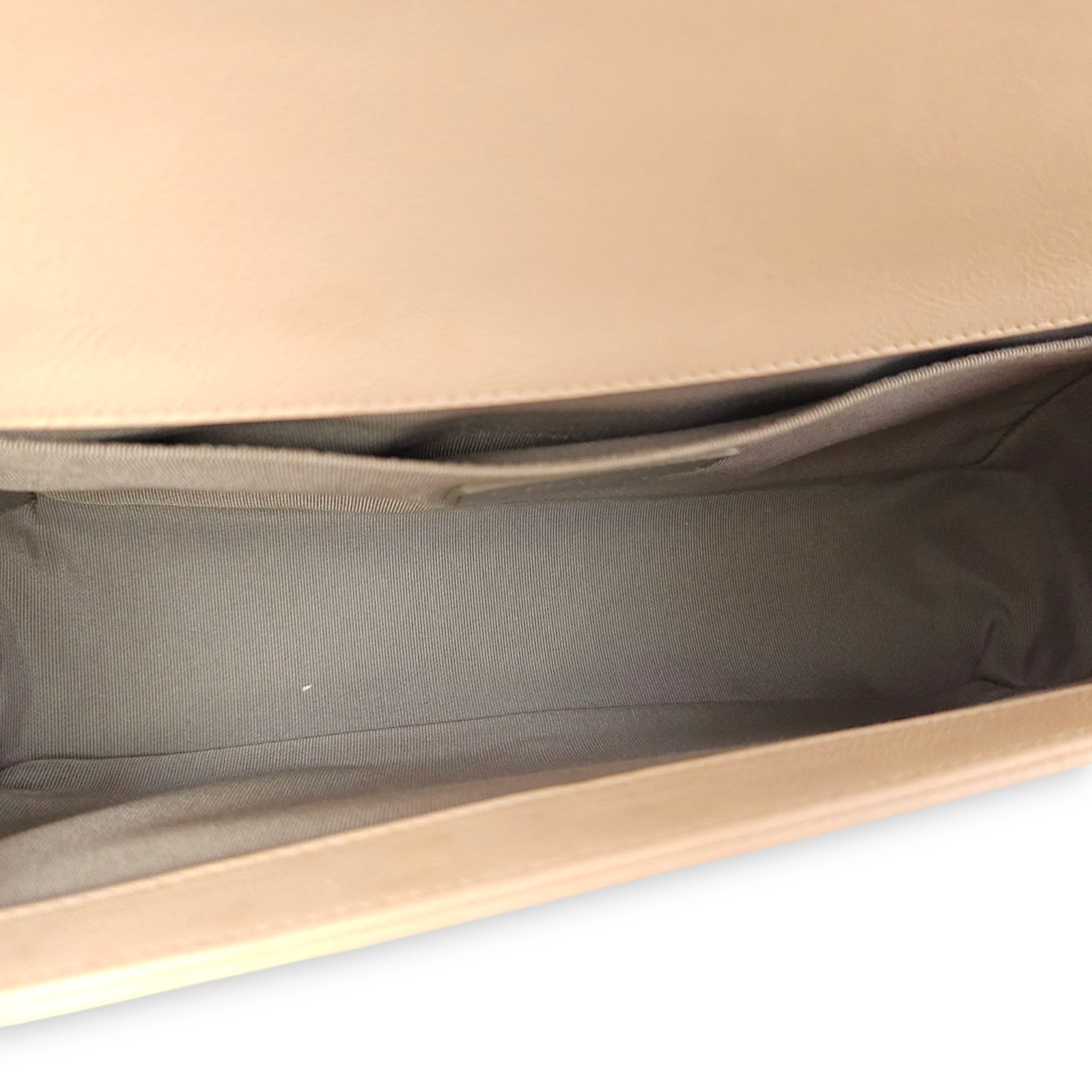 Le Boy Medium Beige Shoulder Bag in Calfskin, Ruthenium hardware