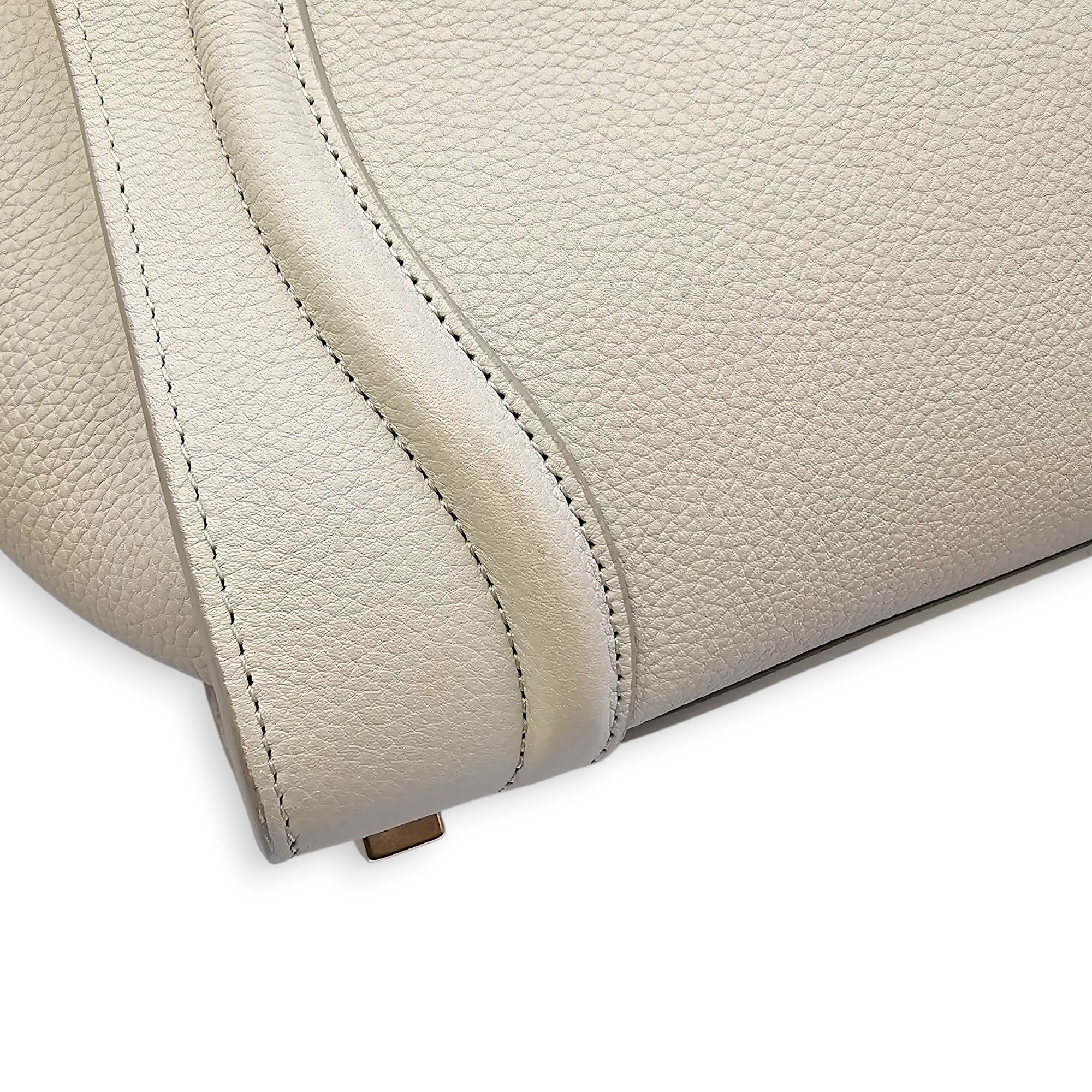 Micro Beige Luggage Bag in Calfskin, Gold hardware