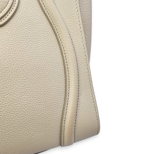 Micro Beige Luggage Bag in Calfskin, Gold hardware
