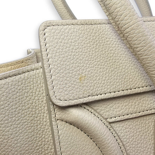 Micro Beige Luggage Bag in Calfskin, Gold hardware