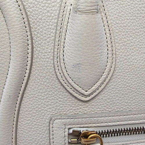 Micro Beige Luggage Bag in Calfskin, Gold hardware