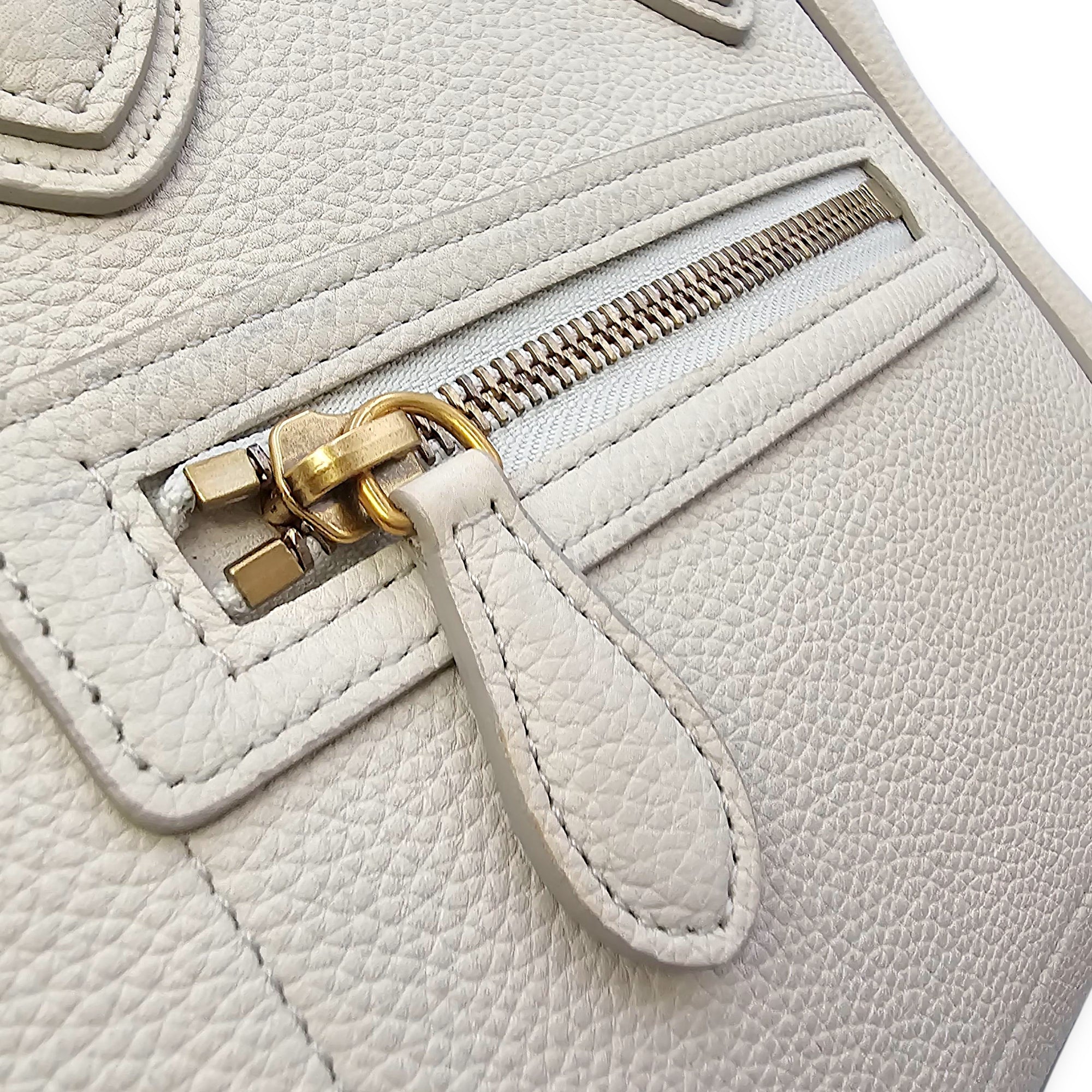 Micro Beige Luggage Bag in Calfskin, Gold hardware