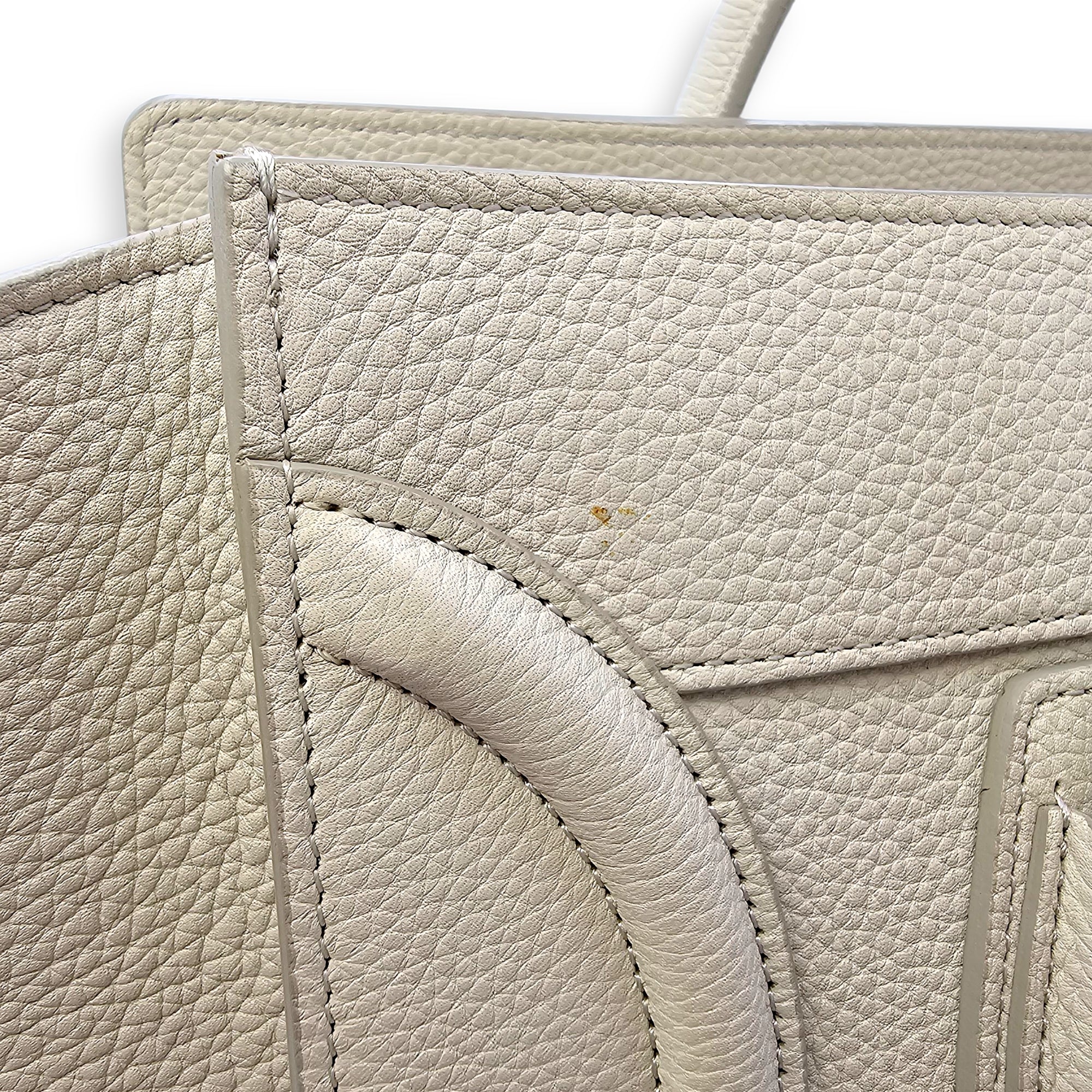 Micro Beige Luggage Bag in Calfskin, Gold hardware