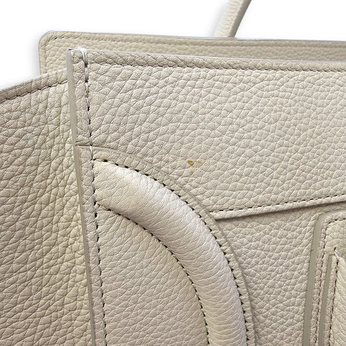 Micro Beige Luggage Bag in Calfskin, Gold hardware