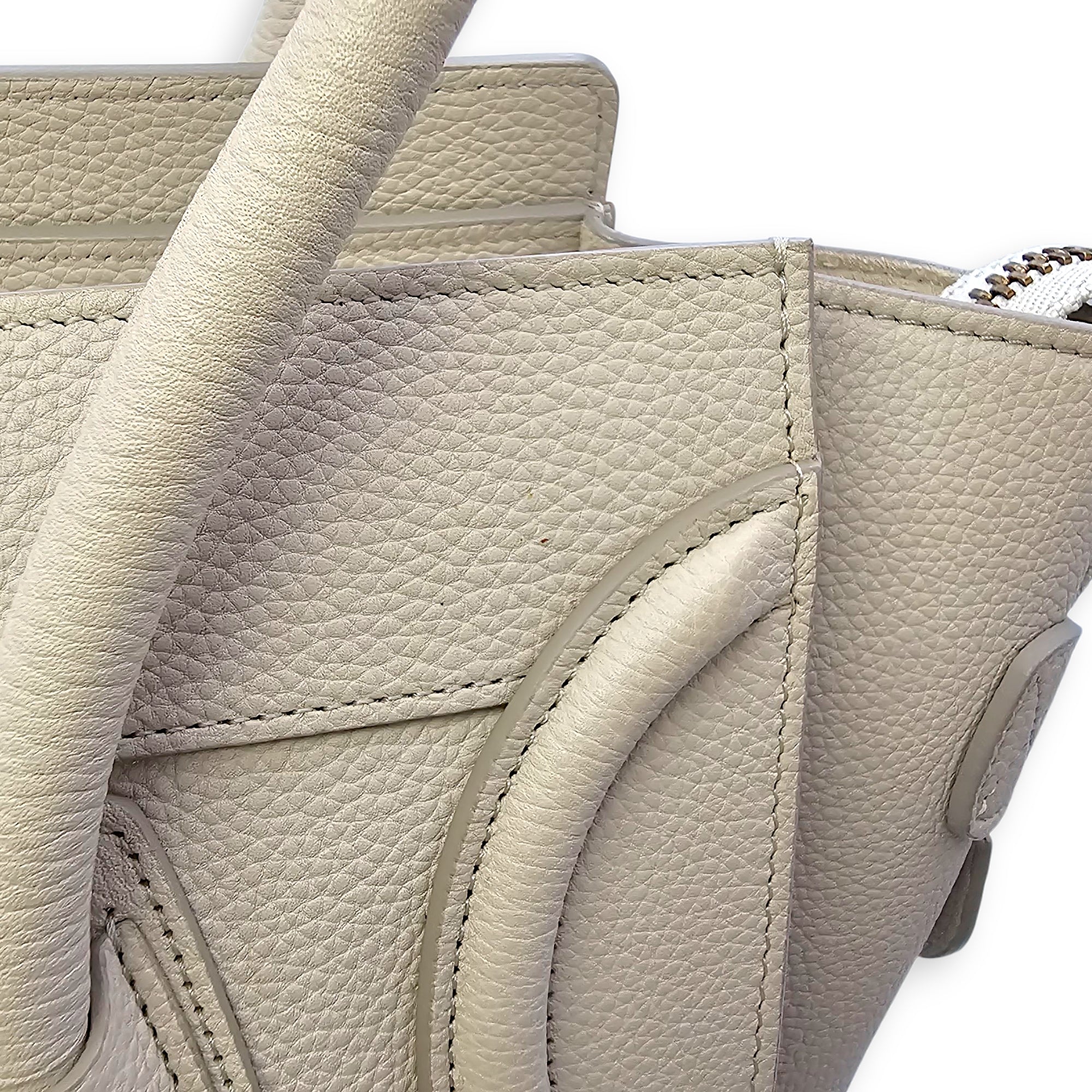 Micro Beige Luggage Bag in Calfskin, Gold hardware