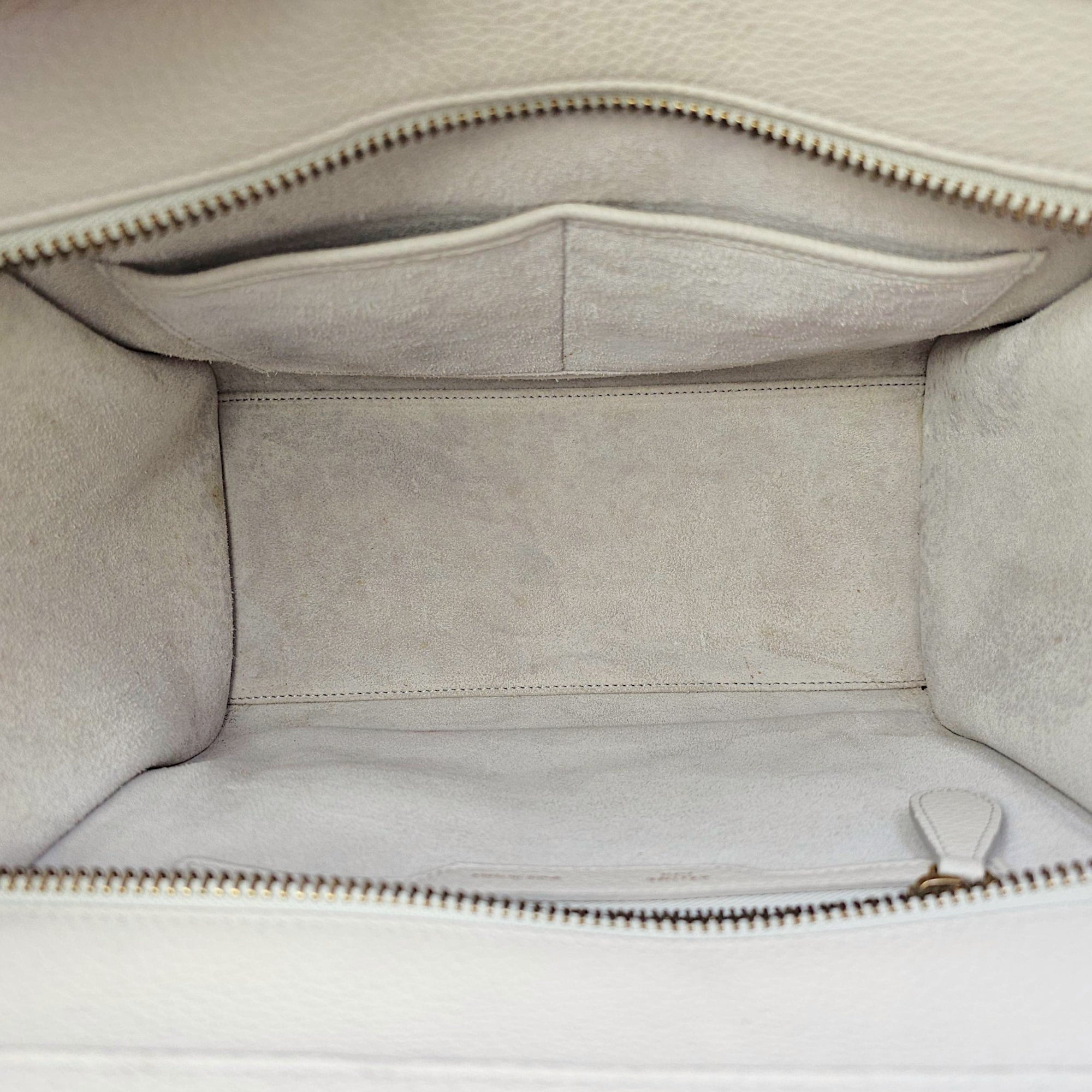 Micro Beige Luggage Bag in Calfskin, Gold hardware