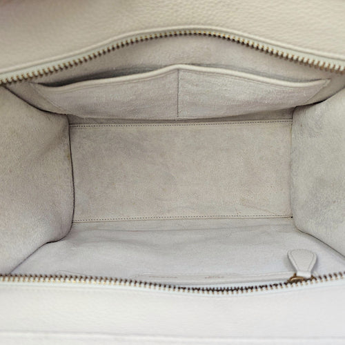 Micro Beige Luggage Bag in Calfskin, Gold hardware