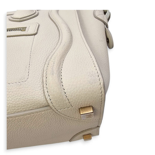 Micro Beige Luggage Bag in Calfskin, Gold hardware