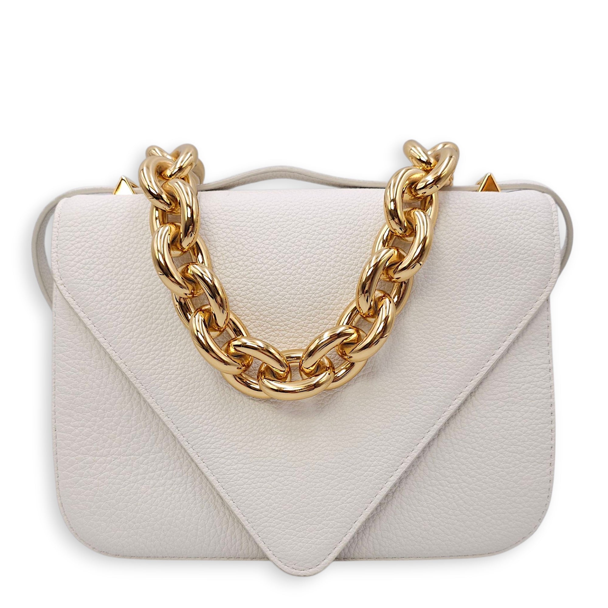 Mount White Crossbody Bag in Calfskin, Gold hardware