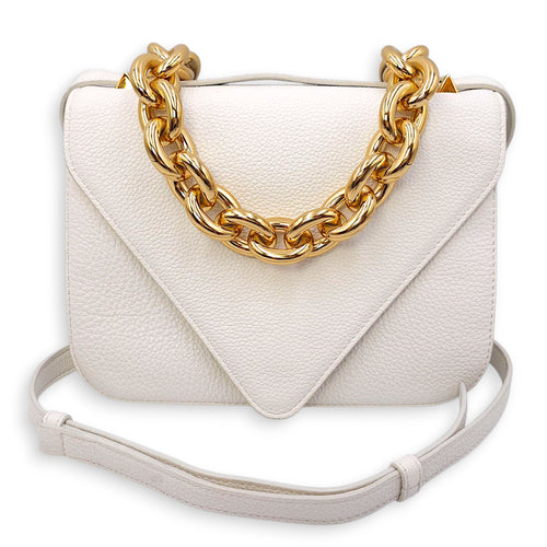 Mount White Crossbody Bag in Calfskin, Gold hardware