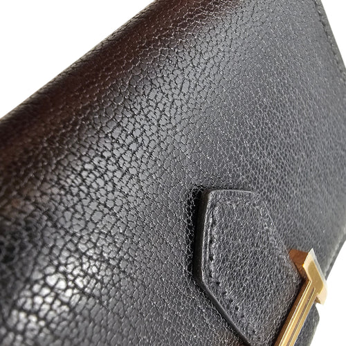 Bearn Black Card Holder in Chevre Chamkila, Rose Gold hardware