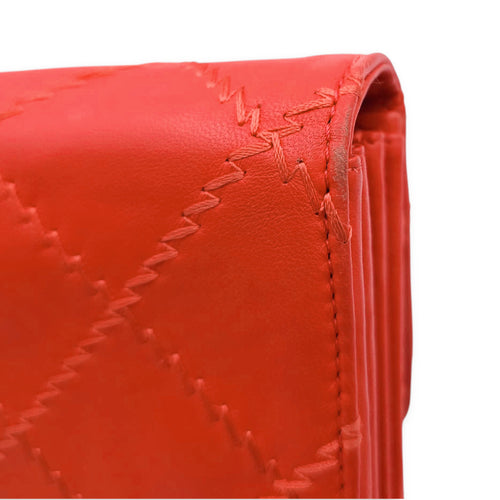 Ultimate Stitch Orange Wallet on Chain in Lambskin, Silver hardware