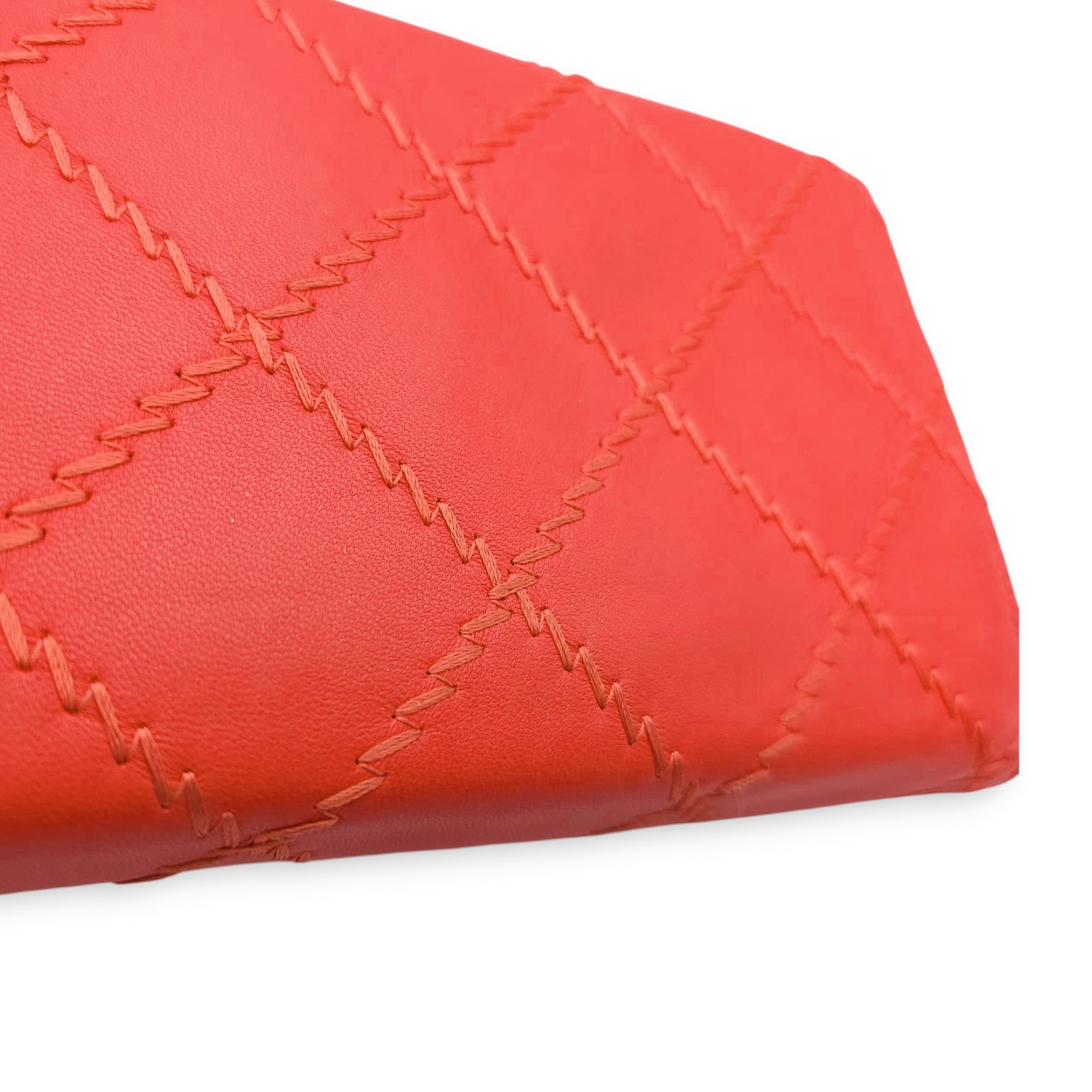 Ultimate Stitch Orange Wallet on Chain in Lambskin, Silver hardware