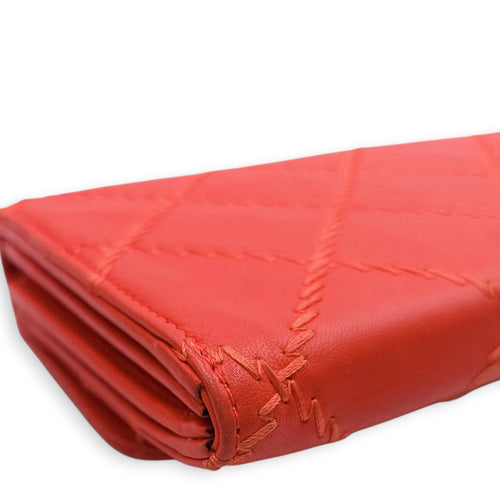Ultimate Stitch Orange Wallet on Chain in Lambskin, Silver hardware