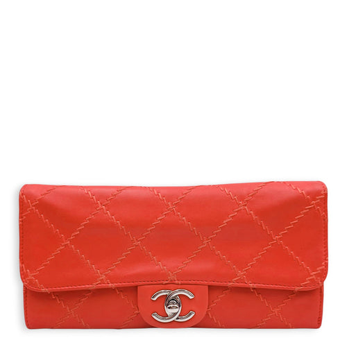 Ultimate Stitch  Orange Wallet on Chain in Lambskin Silver hardware SL2509-15541 1