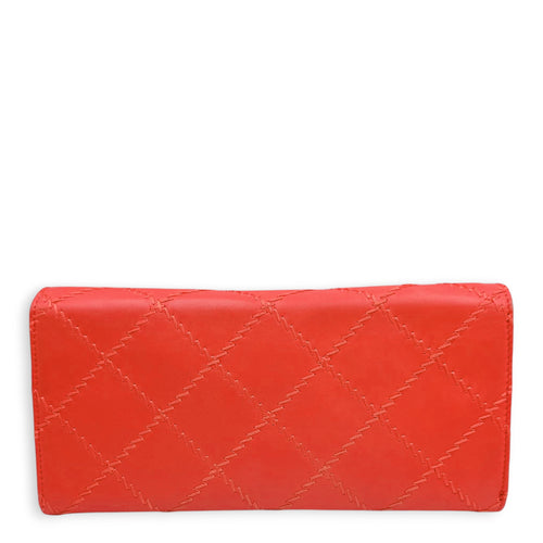Ultimate Stitch Orange Wallet on Chain in Lambskin, Silver hardware