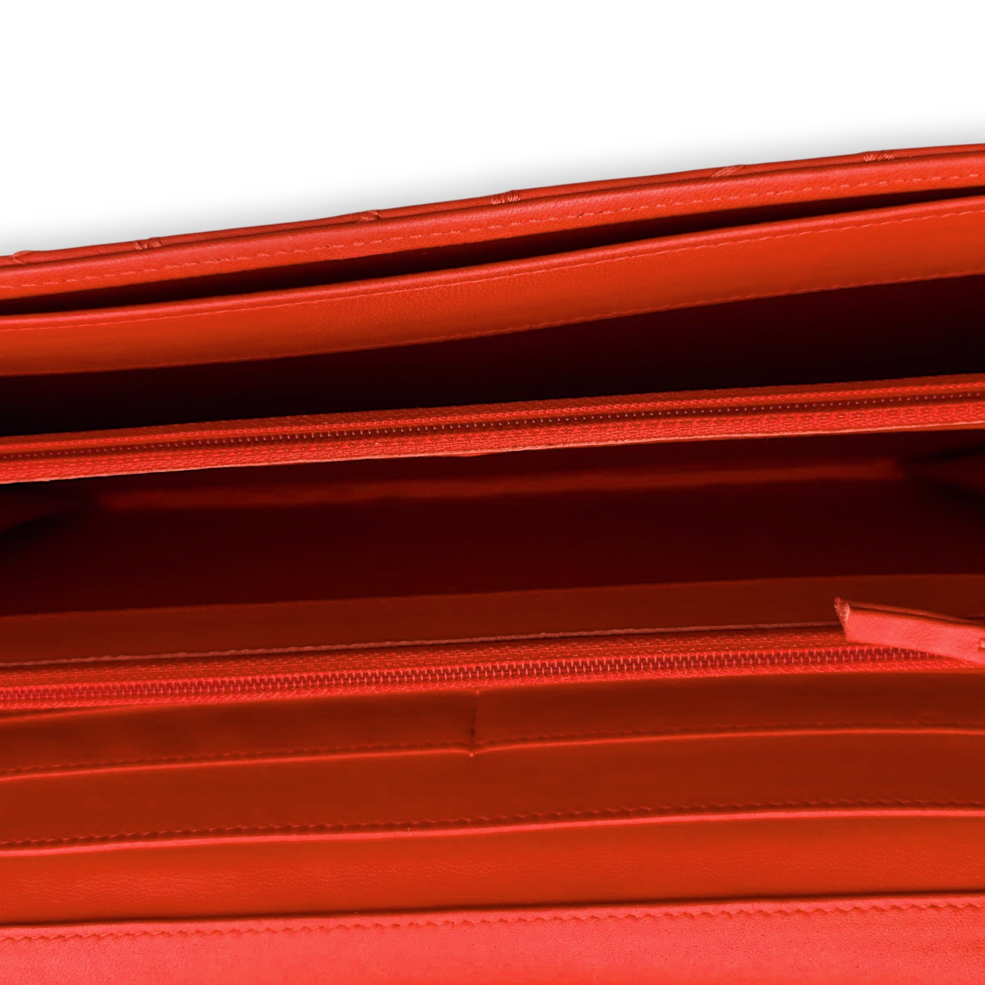 Ultimate Stitch Orange Wallet on Chain in Lambskin, Silver hardware