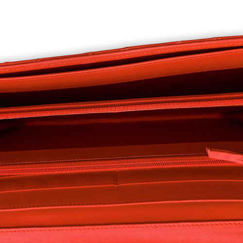 Ultimate Stitch Orange Wallet on Chain in Lambskin, Silver hardware