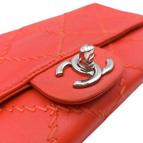 Ultimate Stitch Orange Wallet on Chain in Lambskin, Silver hardware