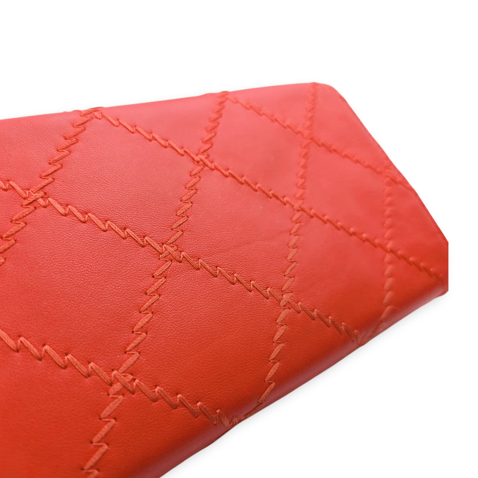 Ultimate Stitch Orange Wallet on Chain in Lambskin, Silver hardware