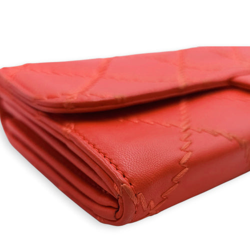 Ultimate Stitch Orange Wallet on Chain in Lambskin, Silver hardware