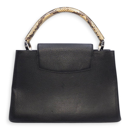 Capucines Black Crossbody in Python Leather, Silver hardware