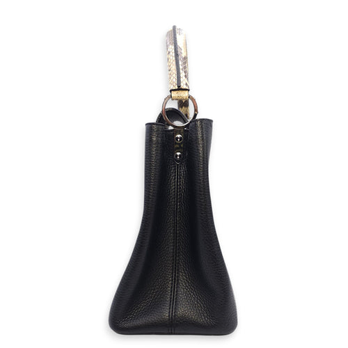Capucines Black Crossbody in Python Leather, Silver hardware