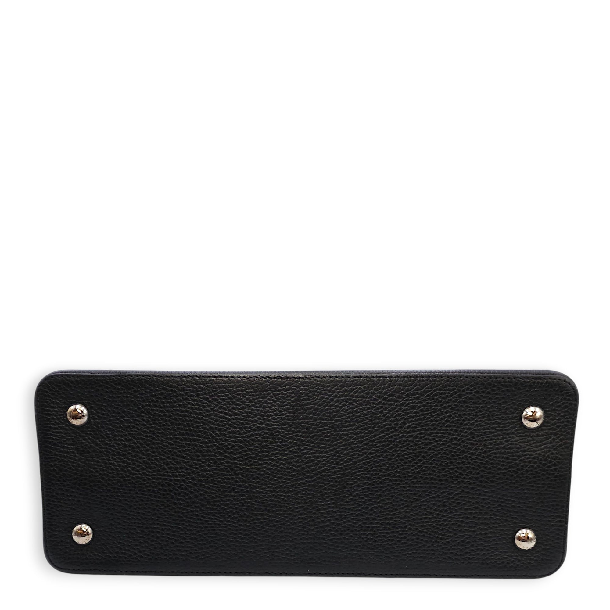 Capucines Black Crossbody in Python Leather, Silver hardware