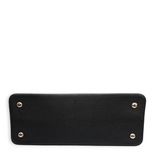 Capucines Black Crossbody in Python Leather, Silver hardware