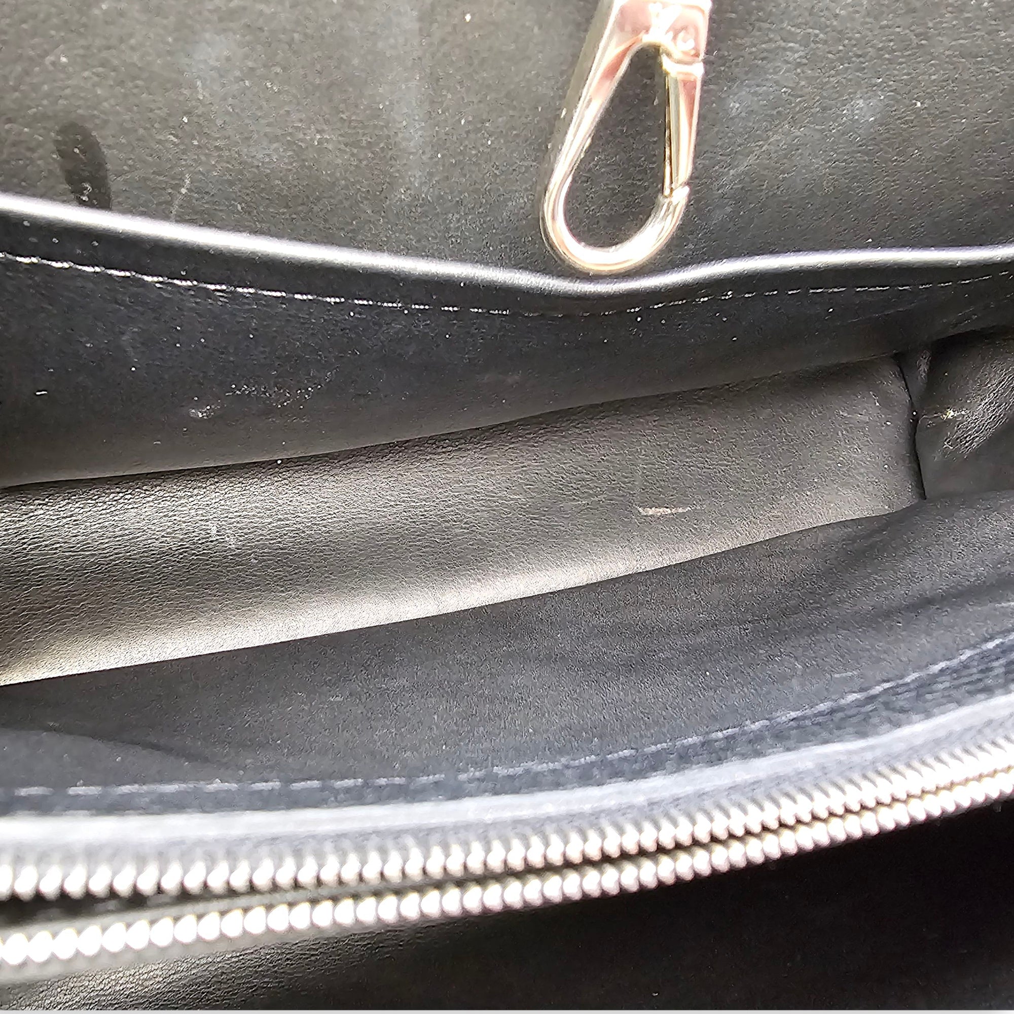 Capucines Black Crossbody in Python Leather, Silver hardware