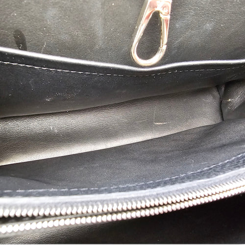 Capucines Black Crossbody in Python Leather, Silver hardware