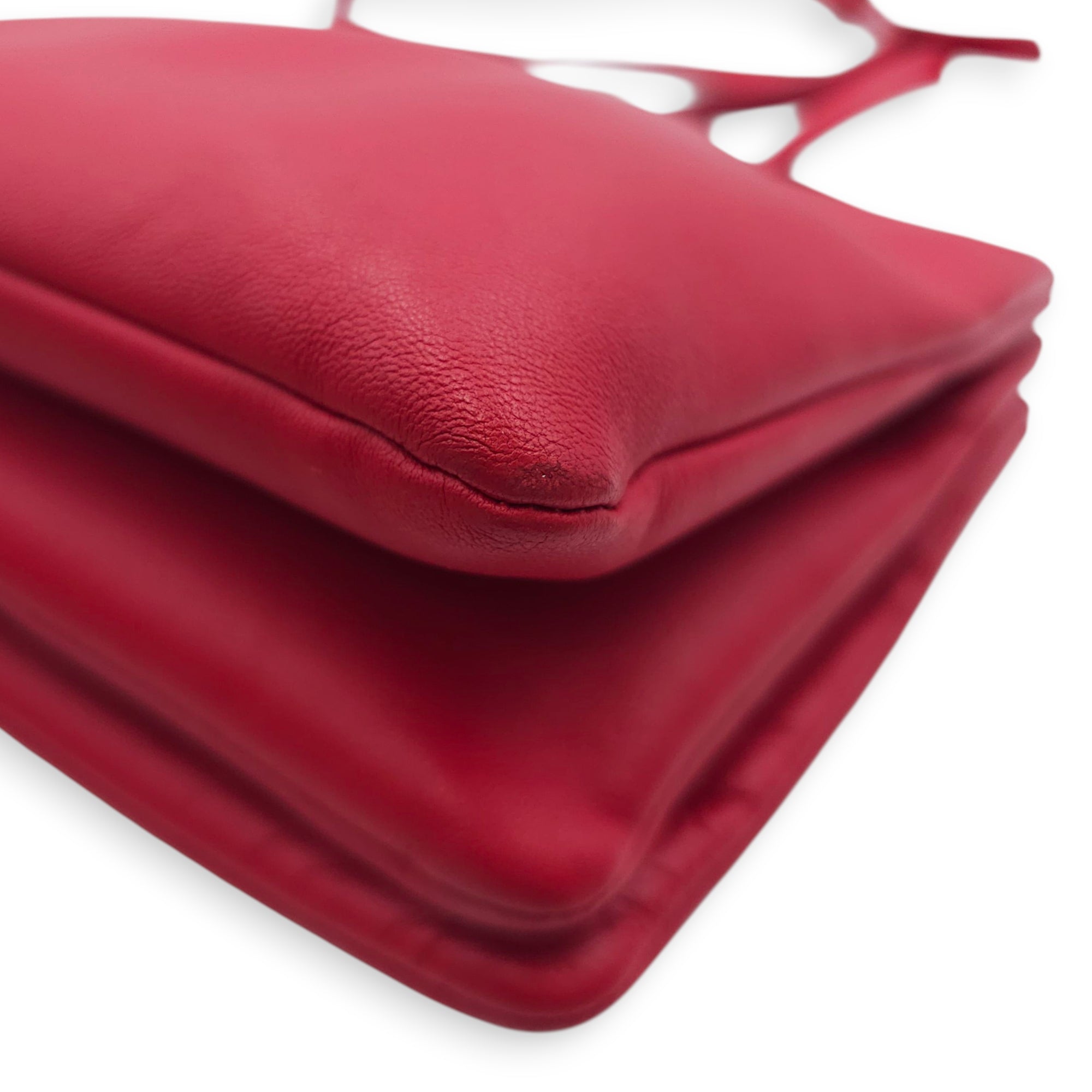 Trio Red Pouch with Strap in Calfskin, Gold hardware