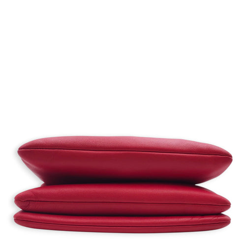Trio Red Pouch with Strap in Calfskin, Gold hardware