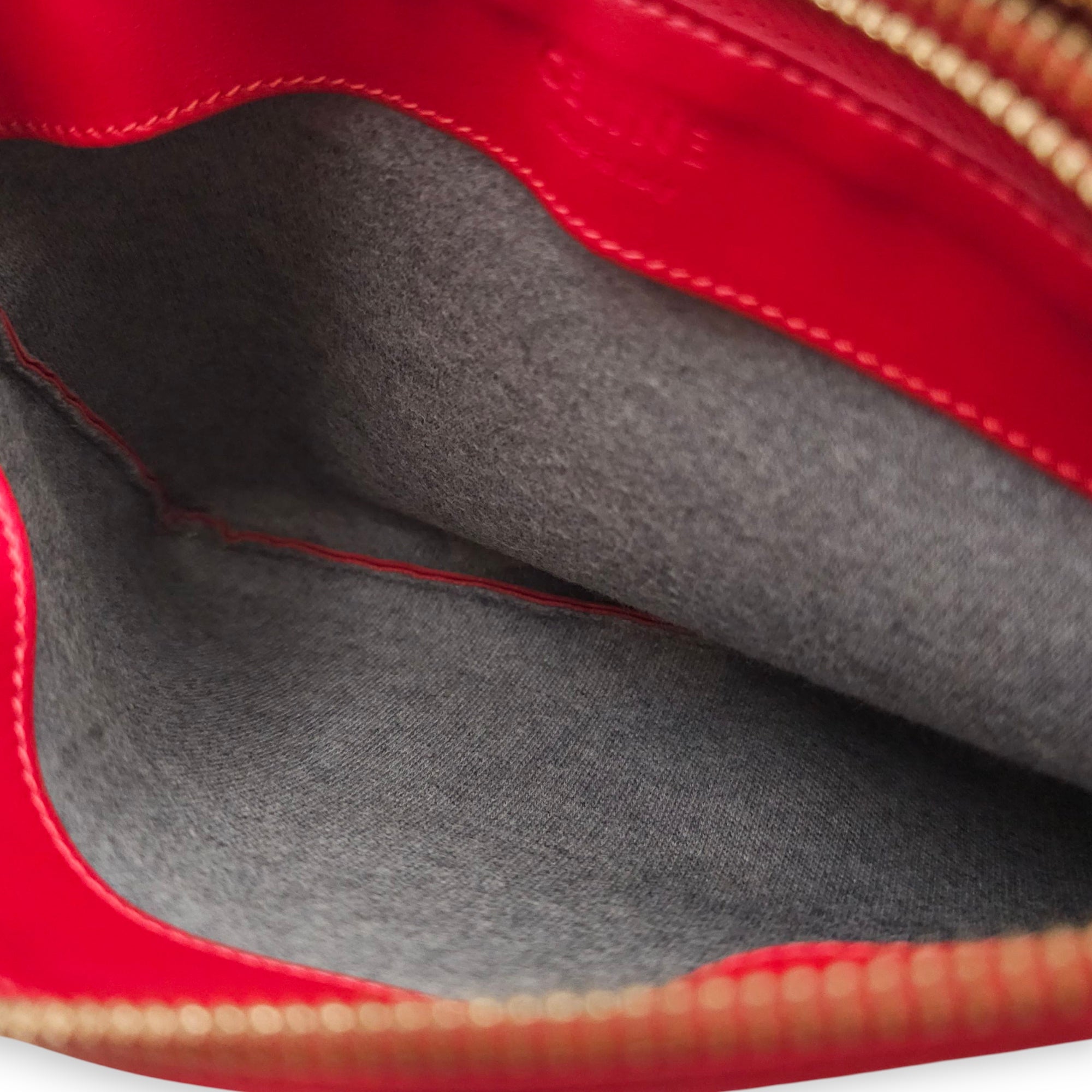 Trio Red Pouch with Strap in Calfskin, Gold hardware