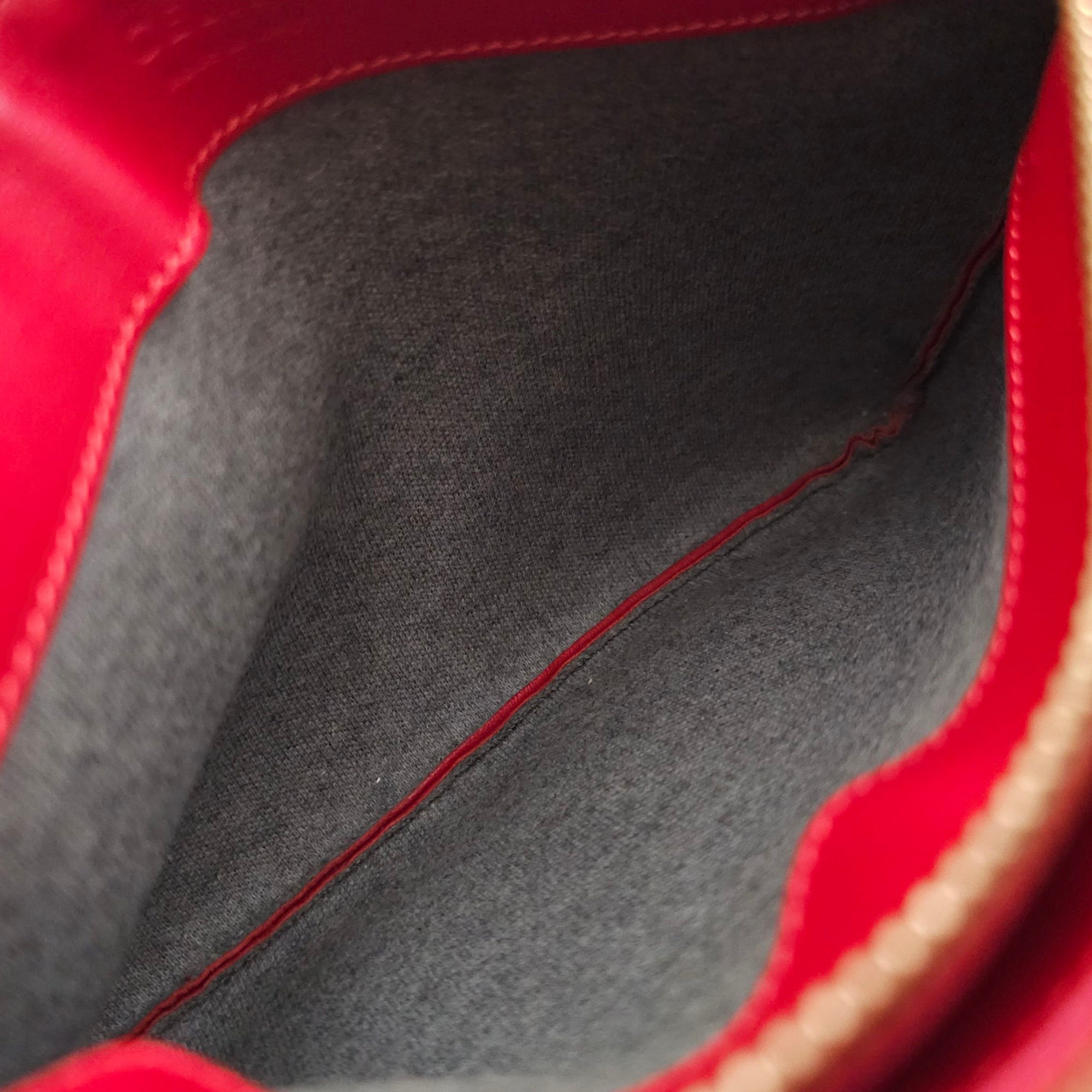 Trio Red Pouch with Strap in Calfskin, Gold hardware