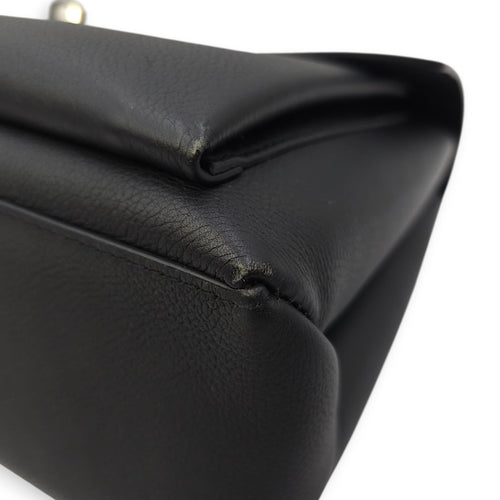 MyLockMe Black Crossbody Bag in Calfskin, Silver hardware