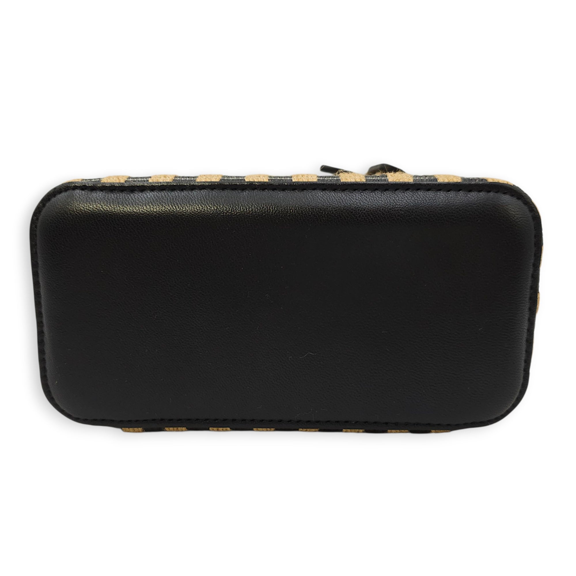 CC Black/Brown Vanity Case in Raffia Jute Thread, Silver hardware